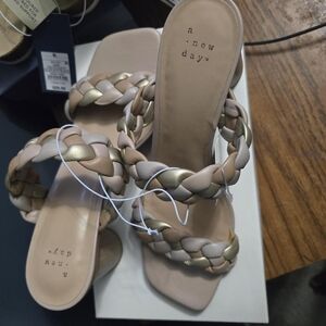 A New Day Gold and Tan Sandals with Braided Design